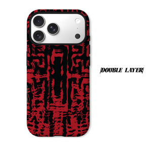 BILIBILI | Red Black Graffiti Maze Phone Case for iPhone 18 17 16 15 14 13 12 11 Air Pro Max Plus Double-layer Cover