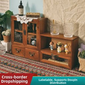 Retro Double Door Display Storage Cabinet