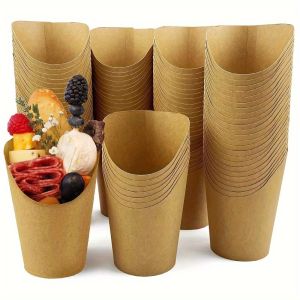 50pcs Multi-Use Disposable Paper Cups Eco-Friendly Sturdy Design for Snacks Desserts Parties  Ideal for French Fries Cupcakes