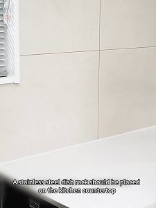 JOTO 304 Thickened Stainless Steel Dish Rack Kitchen Plate Organizer Tableware Storage with Drain