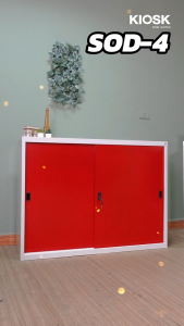 [จัดส่งพร้อมติดตั้งฟรี] KIOSK ตู้บานเลื่อนทึบ 4 ฟุตพร้อม 2 แผ่นชั้นปรับระดับได้ *ออกE-taxได้*