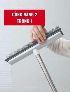Cây Chà Sàn Silicon Kèm Gạt Nước Silicon Kèm Móc Treo Tường Đa Năng 2 trong 1 Kích Thước 31cm