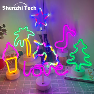 Neon Sign Lights with Base Battery or USB Operated LED Table Lamp for Bedroom Kids Gift Party Holiday Christmas Home Decor