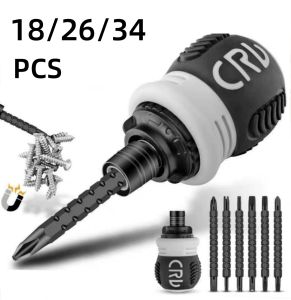 18/26/34 In 1 Ratchet Screwdriver Set Magnetic Dual-purpose Batch Head Telescopic Labor-Saving Screwdriver Hand Tool