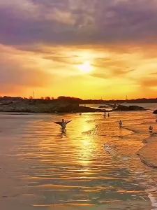 JILEDUO | Tranh Treo Tường Cảnh Biển Bình Minh Dùng Cho Sảnh Đi Vào Phòng Khách