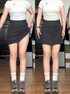 YUXIAO | Gray Slimming Summer A-Line Short Skirt