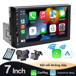 Đài Phát Thanh Ô Tô Hippcron 7 Inch 1DIN Với CarPlay Không Dây Android Auto Bluetooth AUX USB Đầu Phát MP5 Đa Năng Hỗ Trợ Kết Nối Gương Điện Thoại