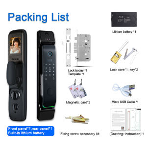 Snail Home 3D Face unlock Wifi Tuya Smart door Lock Smart Lock with HD Camera Biometric Fingerprint Lock with Doorbell Password Key IC Card APP Electronic Door Lock Main door lock for Home Hotel office  3 Year Warranty