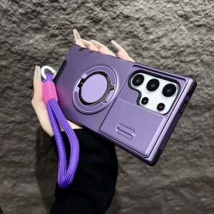 เกราะแม่เหล็กสําหรับSamsung Galaxy S25 S24 S23 S22 S21 Ultra Plusพร้อมLanyardสไลด์กล้องป้องกันกันกระแทก