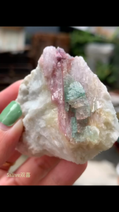 Watermelon Tourmaline💎Natural specimen with pink and green hues just like a slice of watermelon. ✨ Symbol of love healing vitality and balance.西瓜碧玺原石 | Watermelon Tourmaline 💎 天然碧玺原矿,粉色与绿色交织,宛如西瓜般的自然奇迹。
