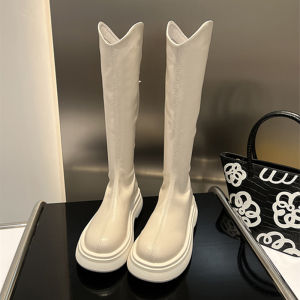 รองเท้าบูทกันน้ำข้อสั้นทรงสูงสำหรับผู้หญิง ฤดูใบไม้ร่วง 2022 รองเท้าบูททรงสูงแบบใหม่สำหรับผู้หญิงไซส์ใหญ่ รองเท้าบูททรงสูงแบบลำลองสำหรับผู้หญิง