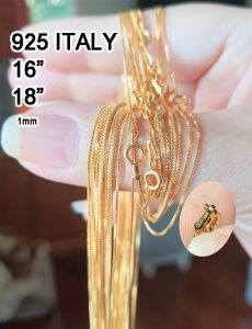 สร้อยคอเงิน925ITALYยาว16"/18""ชุบทองคำ18Kแท้ๆสินค้าเหลือจากส่งออก
