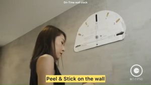 On-Time wall clock นาฬิกาติดผนัง ไม่เจาะผนัง v1m สีเงิน ขนาดติดตั้ง 48-60 Cm.