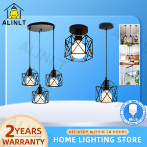 【Free Bulb】Modern Chandelier Ceiling Light Vintage Metal Cage Design LED Pendant Lamp Geometric Hanging Light For Living Dining Room Bedroom Kitchen Bar Drop Light ALINLT