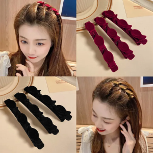 Hair Clips And Accessories 1pcs Flocking Braided Hair Clip Side Bangs Clip Duckbill Hairpin Girls Bangs Clip Hair Accessories