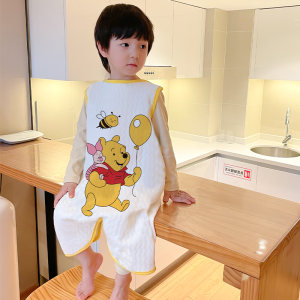 Thickened Three-Layer Cotton Childrens Sleep Bag Boy Baby Autumn Winter Cartoon Egg Character Anti-Kick Warm Belly Protector