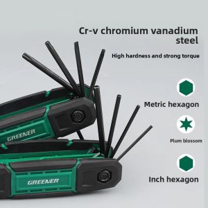 MONLEYTA | German Folding Inner Hex Wrench Set Metric And Imperial Six-Point Pliers Spanner Hexagonal Screwdriver Cherry Blossom Pattern