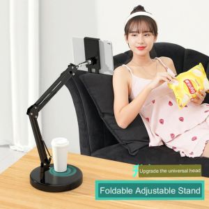 360 Degree Multifunctional Aluminium Desktop Phone Holder - Sturdy and Adjustable with Heavy Duty Base Plate - Fits 3.5-11in Phones/Tablets - Strong Arm Mechanism - Easy Installation & Storage