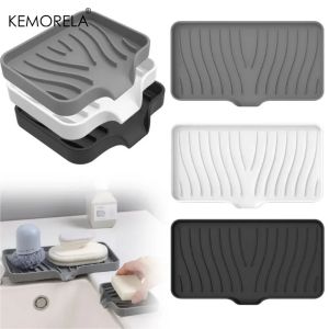 1PCS Silicone Drain Soap Box Kitchen Bathroom Anti-slip Sink Tray Creative Washing Table Soap Tray Free Punch Drain Rack Storage