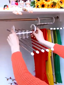 Creative 5-in-1 Pants Hanger Stainless Steel Clothes Trouser Racks Closet Space Saving Organizer