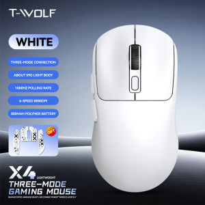 T-WOLF X4 Wireless Gaming Mouse Tri Mode Wired Bluetooth 3 in 1 Mice 8000DPI Adjustable Driver 1000Hz High Polling Rate No Delay