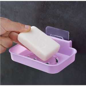 HOME BEST 1pc Smile Face Self Adhesive Soap Holder Strong Wall Mounted Organizer Kotak Sabun Home Living Bathroom Random Color 肥皂架