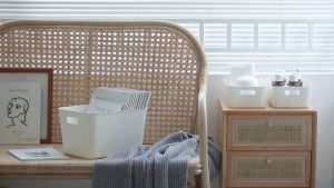 VUSIGN ตะกร้าเก็บของ กล่องเก็บของ พร้อมฝาปิด กันฝูง กันแมลง เป็นวางซ้อนได้ และประหยัดพื้นที่ในการเก็บ Storage Box