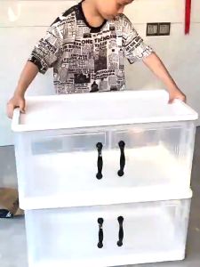 Foldable Storage Box Storage Organizers Transparent Box Container Large Capacity With Handle Storage Cabinet Almari Baju 收纳盒/收納箱