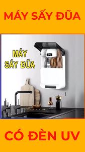 Máy sấy khô tiệt trùng đũa thìa 3 ngăn tiện lợi bằng tia UV loại to [Loại to 21x30cm]