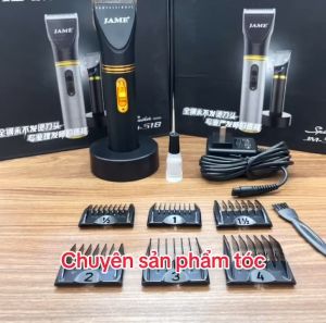 JAME Tông đơ cắt tóc chuyên nghiệp 518 màu đen pin Lithium Ion 2200mAh cốc sạc 360 độ tăng tốc độ turbo êm ái bền bỉ cho salon và tại nhà