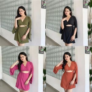 Alya Dress Gaun Wanita Dewasa Uragiri Anti Lecek Korean Style Terbaru Kekinian Ootd Dress by Clashe