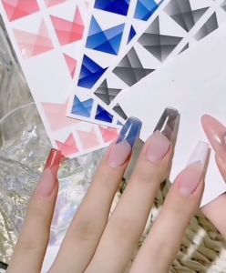 Nail Art Stickers Translucent French Nails Decals Black White Gradient Stripe 3D Design Adhesive Salon Home DIY Manicure