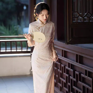 Young Style Long Sleeve Cheongsam Dress Elegantly Designed Traditional Chinese Costume for Women Straight Collar Autumn New Arrivals
