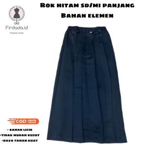 Rok hitam rempel keliling SD/MI bahan elemen licin ukuran lengkap