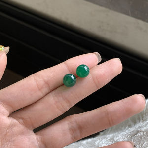 Natural Green Agate Earrings 925 Silver Needle Red Jade Black Agate Simple New Chinese Style Emerald Color Womens Ear Jewelry