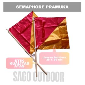 SEMAPHORE PRAMUKA 1 PASANG (2 STIK 2 BENDERA) STIK KUALITAS ATAS