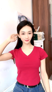Áo phông nữ thun cotton croptop chất đẹp dáng ôm body cổ v tim cộc tay ngắn Hàn quốc cao cấp mềm mịn thoáng khí AP19