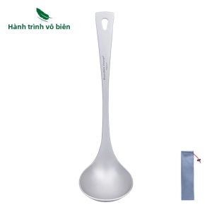 Muỗng Súp Tròn Có Thể Tái Sử Dụng Boundless Voyage Titanium Ladle Dành Cho Du Lịch Đi Bộ Đường Dài - Bộ Đồ Ăn Ngoài Trời Nhẹ