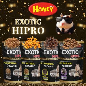 แมลงอบแห้งสำหรับสัตว์เล็ก แบบซอง EXOTIC HIPRO by HONEY PETZ