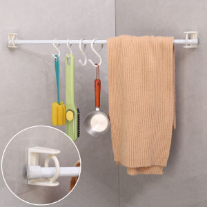2/4PCS Curtain Rod Holder Clamp Hooks Adjustable Self Adhesive Clothes Rail Bracket 360 Rotation Plastic Triangle Ring Fixer