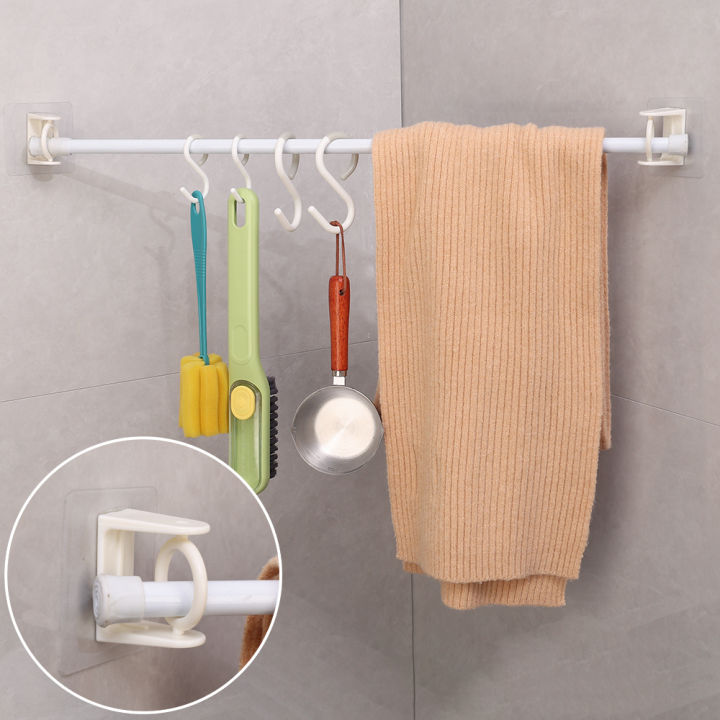 2/4PCS Curtain Rod Holder Clamp Hooks Adjustable Self Adhesive Clothes ...