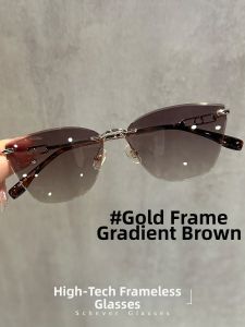 Schever | Brown Frameless UV Protection Driving Sunglasses