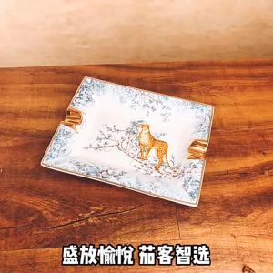 Ceramic Cigar Ashtray Simple Large Home Living Room Decoration Tabacco Ash Holder Tray Green Horse Gift Box Package CA-023
