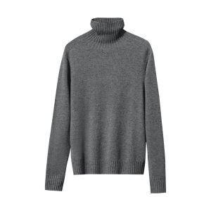 AMII | Wearable Seamless High Collar Ribbed All Wool Sweater For Work
