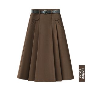 MEITESIJIAONU | Slimming High-Waist Skirt Mid-Length Pleated A-Line Skirt
