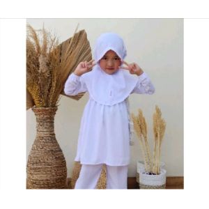 Setelan Gamis Anak Putih Setelan Gamis Putih Free Hijab