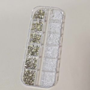 12Grids 3D White Pearls+Clear Rhinestones Nail Charms Mixed-Sizes Flatback PearlGlass Diamond Nail Jewelry DIY Manicure Decor 1