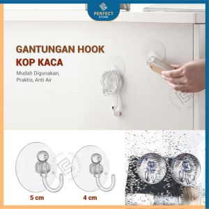 Kop Kaca Cop 4Cm 5Cm Gantungan Dop Bening Tempelan Kaca Keramik Hook Gantung Alat Masak Socket Karet Silikon Suction Cup Transparant Cantelan Hisap Baju Kain Lap kamar Mandi Dapur Rumah