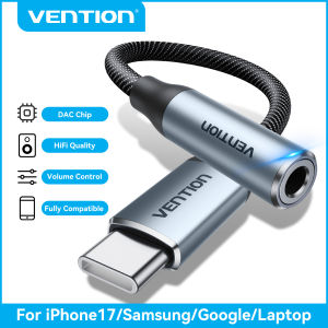 Vention | Vention USB Type C to 3.5mm Earphone Adapter Jack HeadPhone USB C Cable Aux Audio Cable Adapter for iphone 17 16 Samsung S24