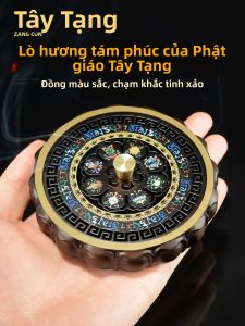 ZANGCUN | Bình Đốt Hương Đồng Mạ Màu Phong Cách Tây Tạng